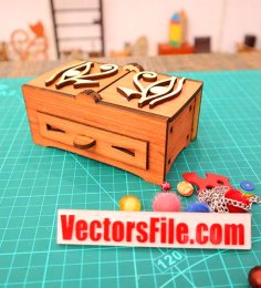 Laser Cut Mini Jewelry Box Decorative Wooden Jewellery Box Design DXF and CDR File