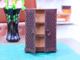 Laser Cut Miniature Almirah Jewelry Box Organizer Shelf Vector File