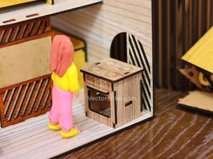 Laser Cut Miniature Dollhouse Stove Toy Model