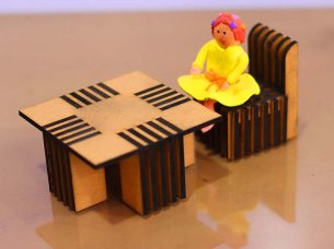 Laser Cut Miniature Table and Chair Dollhouse Furniture Design