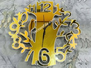 Laser Cut Mirror Acrylic Bird on Tree Wall Clock Design