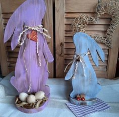 Laser Cut Mockup Standing Easter Bunny Rabbit Egg Holder Template CDR File