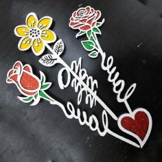 Laser Cut Multilayer Flower Birthday Cake Topper Flower Design CDR and DXF File