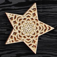 Laser Cut Multilayer Star Decorative Pattern CDR File