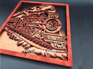 Laser Cut Multilayer Train Wall Frame Design Room Wall Art Decor Idea