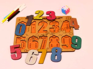 Laser Cut Number Puzzle Board Wooden Kids Educational Toys