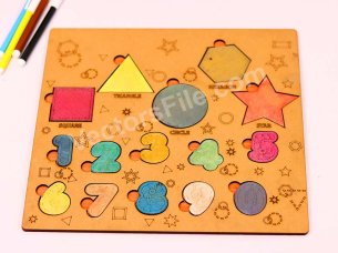 Laser Cut Number Puzzle with Geometric Shapes