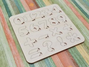 Laser Cut Number Puzzle with Math Symbols Educational Board