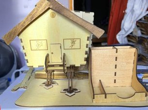 Laser Cut Office Desk ORganizer House with Pen Holder Template