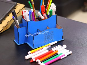Laser Cut Office Desk Organizer Pen and Pencil Holder Template