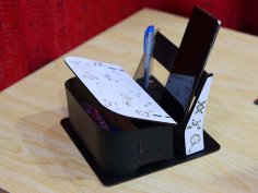 Laser Cut Office Desk Organizer Pen Holder Mobile Stand Storage Box 3mm Free Vector