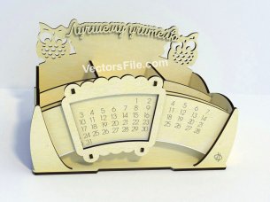 Laser Cut Office Desk Organizer with Calendar Template Vector File