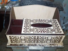 Laser Cut Organizer With Tissue Box Free CDR Vectors File