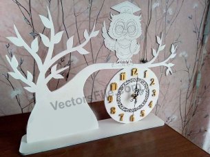 Laser Cut Owl Table Clock Wooden Clock Design