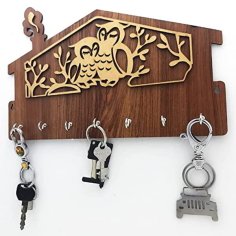 Laser Cut Owl Wall Key Holder Bird Key Organizer DXF File