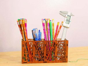 Laser Cut Pen Holder Stand Wooden Pencil Box Template Vector File