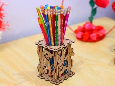 Laser Cut Pen Holder Template Office Stationery Desk Organizer 3mm Vector File