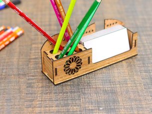 Laser cut Pencil and Pen Stand with Business Card Holder