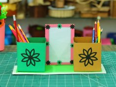 Laser Cut Pencil Box Craft Paper Pen Holder Template Vector File