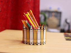 Laser Cut Pencil Design Box Round Pen Holder for Kids 3mm Free Vector File