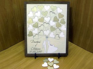Laser Cut Personalized 3D Wedding Guest Book Frame Design Tree with Heart