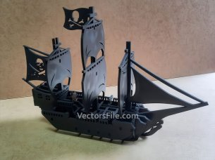 Laser cut Pirate Ship 3D Puzzle Model Kit Vector File