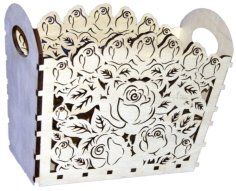 Laser Cut Plywood Flower Basket Candy Basket Fruit Basket CDR File