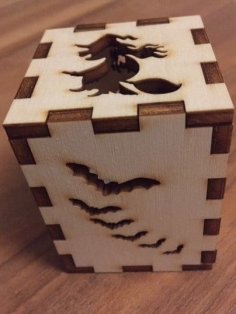 Laser Cut Plywood Halloween Lamp Box CDR File