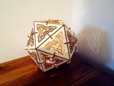 Laser Cut Plywood Icosahedron 3D Lamp 3mm Vector File