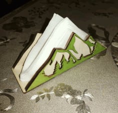 Laser Cut Plywood Mountain Napkin Holder CDR File