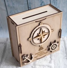 Laser Cut Plywood Piggy Bank, Money Saving Box CDR File