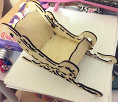 Laser Cut Plywood Santa Claus Sleigh 3mm CDR File