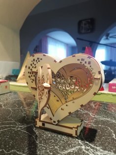 Laser Cut Puzzle Heart Saving Money Box Piggy Bank CDR File