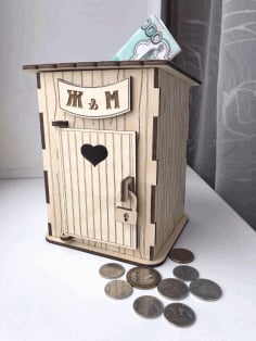 Laser Cut Puzzle Toilet Piggy Bank CDR File