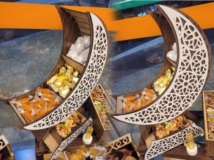 Laser Cut Ramadan Crescent Moon Serving Tray Eid Mubarak Gift