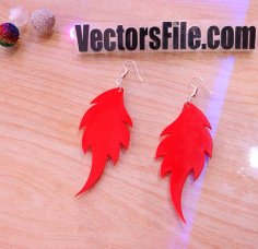 Laser Cut Red Acrylic Leaf Earring Design CDR and DXF File