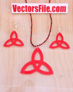 Laser Cut Red Acrylic Necklace and Earring Set Women Jewelry Design CDR and DXF File