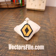 Laser Cut Renault Logo Keychain Wooden Car Logo Keyring Vector File