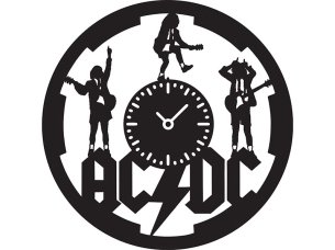 Laser Cut Rock AC DC Vinyl Wall Clock Template Vector File