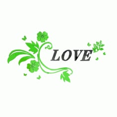 Laser Cut Romantic Love Flower Vine 3D Acrylic Crystal Wall Decor Free CDR File