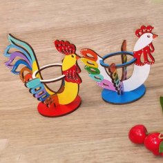 Laser Cut Rooster Egg Holder Easter Egg Stand CDR an DXF File