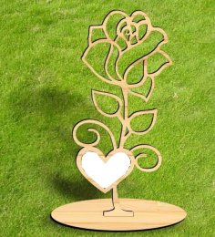 Laser Cut Rose Photo Frame Wooden Picture Frame CDR File