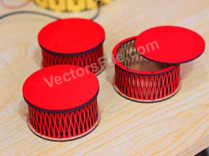 Laser Cut Round Gift Box Living Hinges Jewelry Box Design