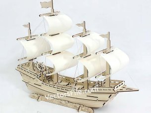 Laser Cut Sailboat 3D Puzzle Wooden Ship Model Kit