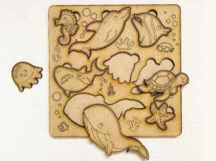 Laser Cut Sea Creatures Educational Puzzle Toys Template