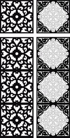 Laser Cut Separator Seamless Floral Grill Designs Set DXF File