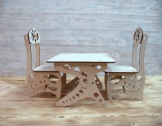 Laser Cut Set Of Children’s Furniture Free CDR File