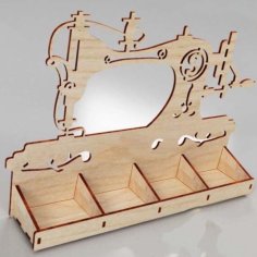 Laser Cut Sewing Organizer Box Seamstress Organizer Wooden Box CDR DXF File