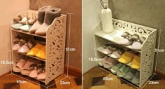 Laser Cut Shoe Basket Storage Shoe Bin Storage 3D Puzzle CDR File