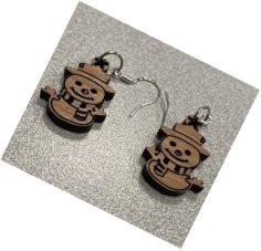 Laser Cut Snowman Wooden Earrings Women Jewelry Vector File